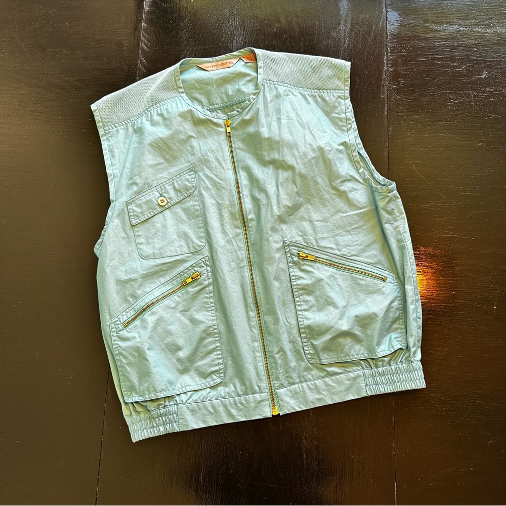 Vintage Large Vest Henry Grethel Light Blue Medium Zip Up XL
